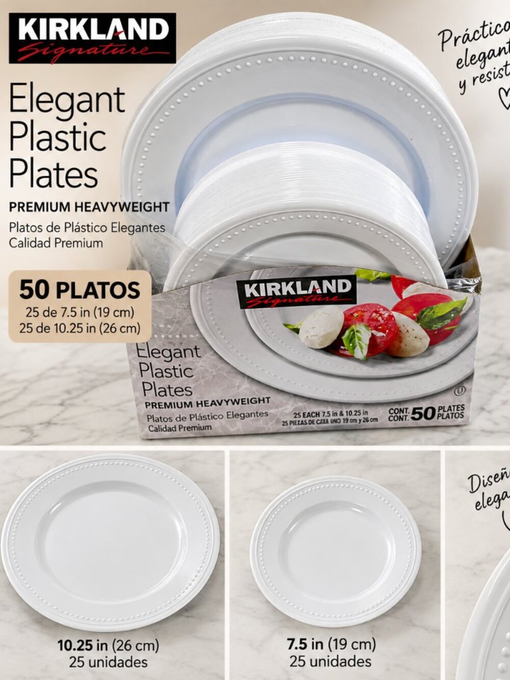 Kirkland Signature – Platos de plástico elegantes, de alta calidad y gran resist